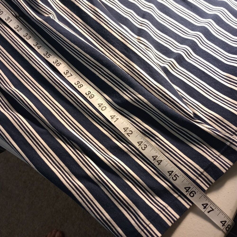 Lauren Ralph Lauren women maxi dress size 12 navy blue pinstripes white nautical - Picture 6 of 9